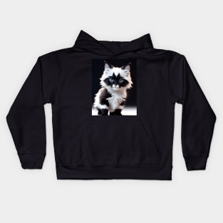 Adorable Cat Illustration - Modern Digital Art Kids Hoodie